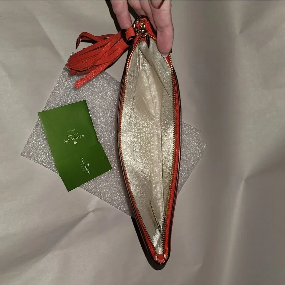 Kate Spade Gia Larchmont Avenue Logo Leather Clutch New